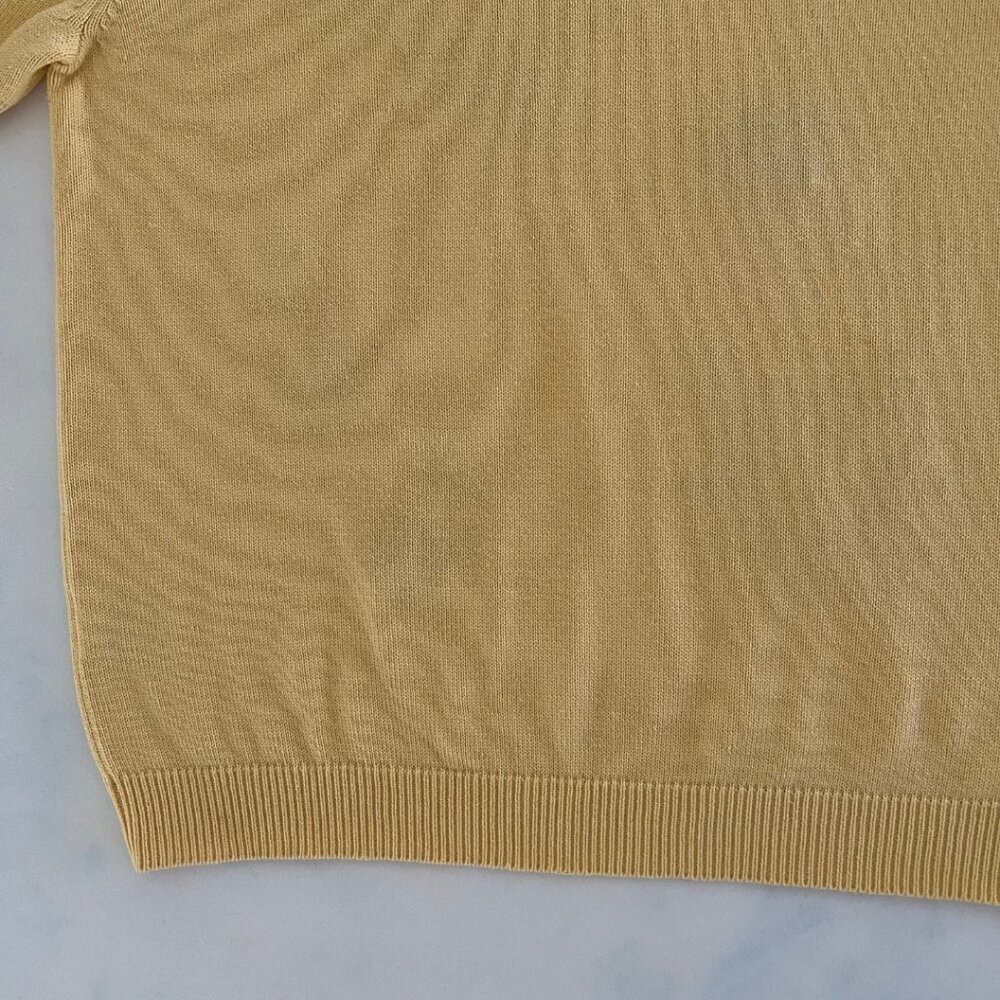 Alfred Dunner Bright Yellow Petite Floral Embroidered Short Sleeve Blouse - Picture 7 of 8